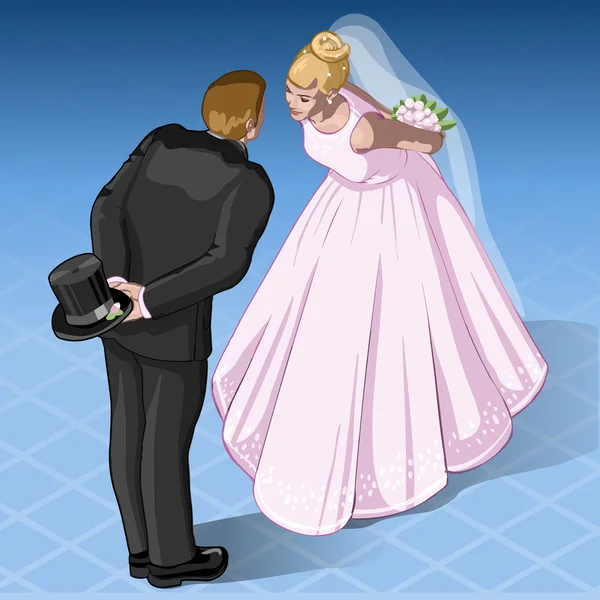 Embrasser isométrique couple de mariage — Image vectorielle