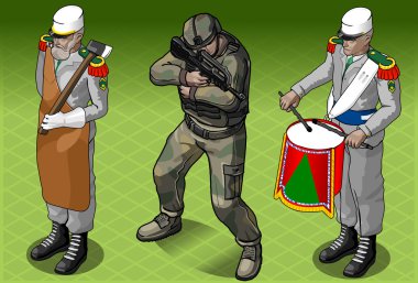 İzometrik Yabancı Lejyon askeri insanlar