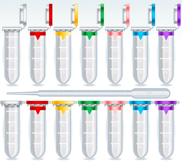 Eppendorf Conjunto aberto e fechado de várias cores — Vetor de Stock