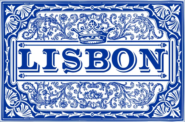 Hagyományos csempe azulejos Lisszabon, Portugália — Stock Vector
