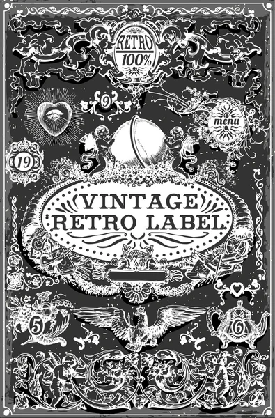 Bannières graphiques dessinées à la main vintage sur tableau noir — Image vectorielle