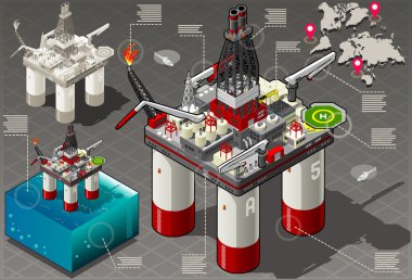İzometrik Infographic teçhizat enerji Set