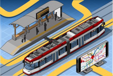 İzometrik metro yakınındaki Platform çatı ve metro haritası