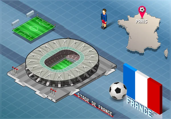 Isometrische voetbalstadion - Stadie de France Paris France — Stockvector