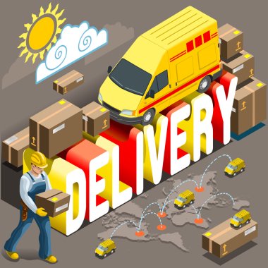 Isometric Flat Express Delivery Services 3d clipart