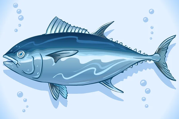 Atún acuarela mundo submarino — Vector de stock