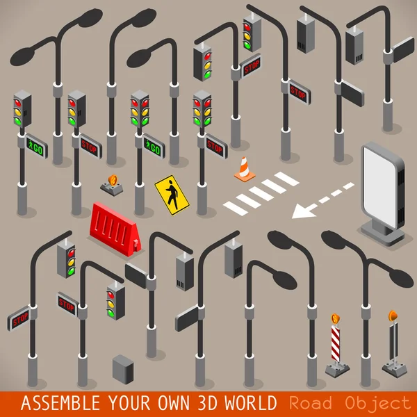 Ensemble de gestion du trafic urbain Isometric — Image vectorielle