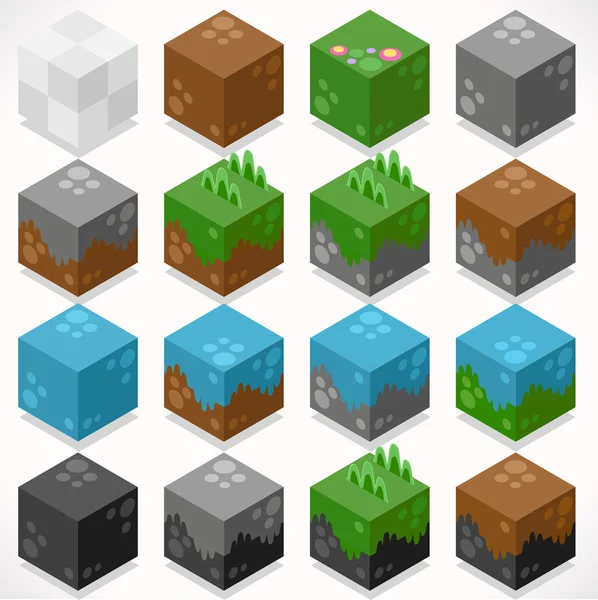 Textured Cubes Mine Elements Builder Craft Kit — ストックベクタ