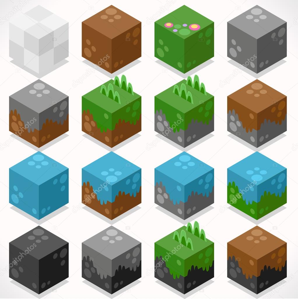 Textured Cubes Mine Elements Builder Craft Kit