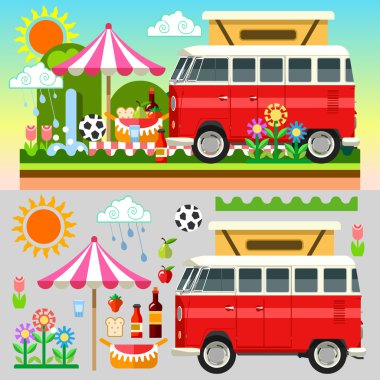 Picnic Summer Time 3D Flat Set