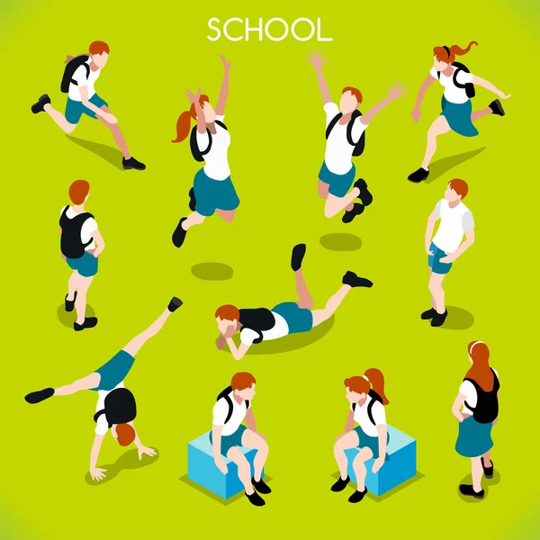 Students Set 01 People Isometric — Stock Vector