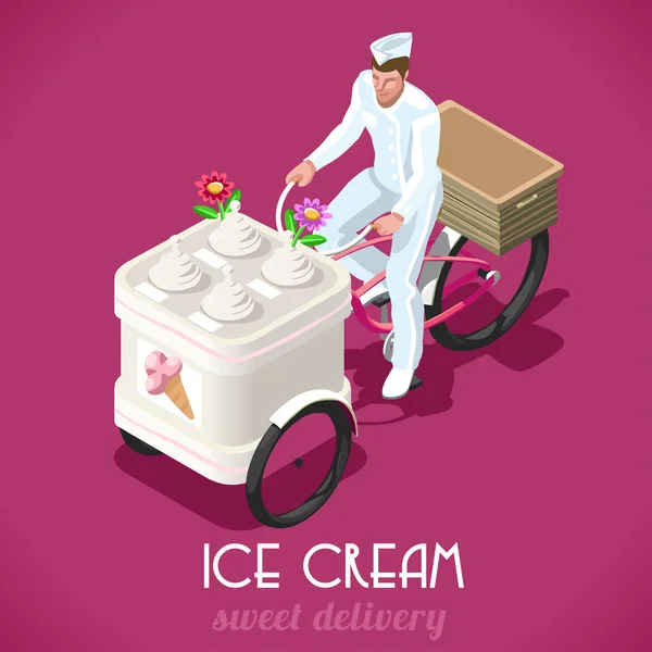 Icecream Man mensen isometrisch — Stockvector
