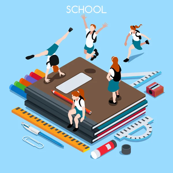 School Set 04 mensen isometrisch — Stockvector