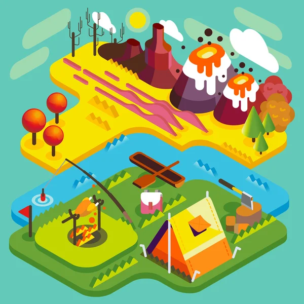 Mountain Flat Landscape Isometric — Stockový vektor