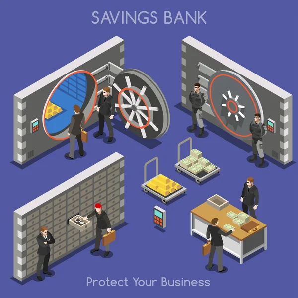 Bank Office 01 People Isometric — Stockvector