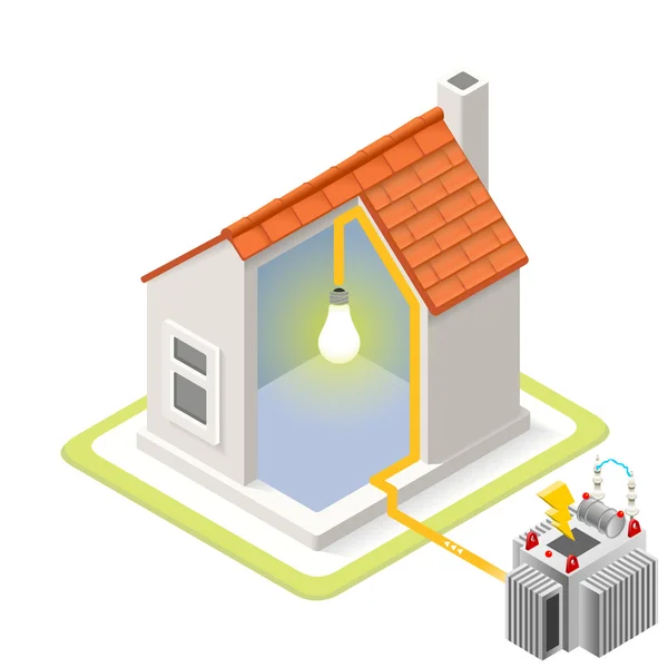 Chaîne énergétique 09 Bâtiment Isometric — Image vectorielle