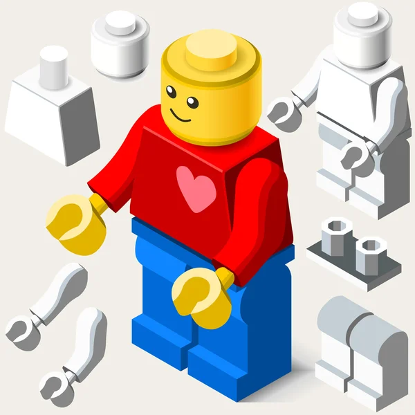 Toy Block Man Games Isometric — Stock vektor