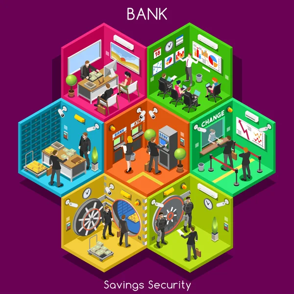 Bank 01 Cells Isometric — 스톡 벡터