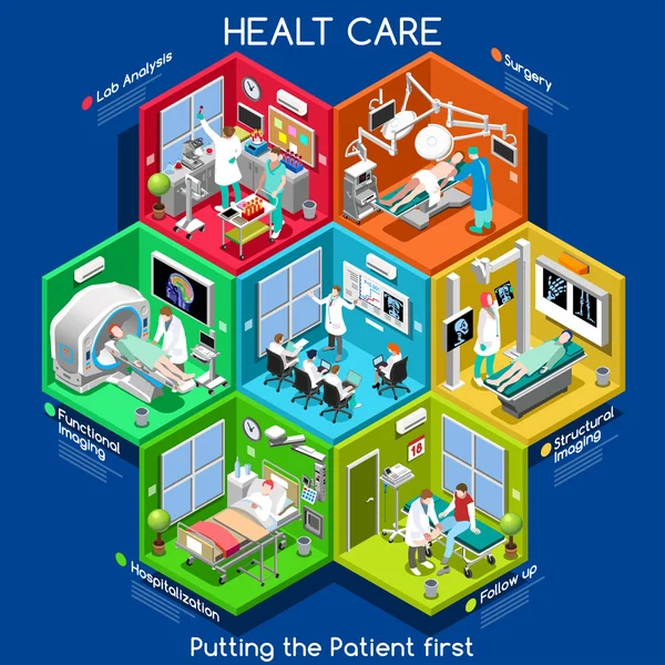 Здравоохранение 01 Изометрические клетки — стоковый вектор