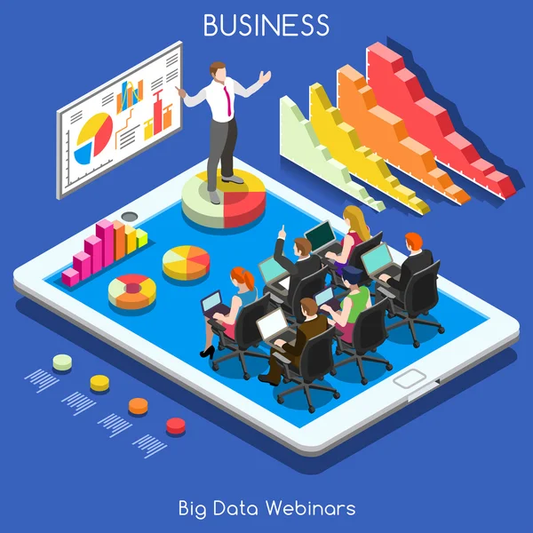 Webinars 01 Business Isometric — Stock vektor