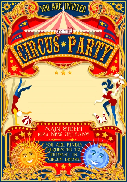 Circus 01 Invitation Vintage 2D 스톡 일러스트레이션