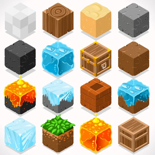 Mine Cubes 03 Elements Isometric — Stok Vektör