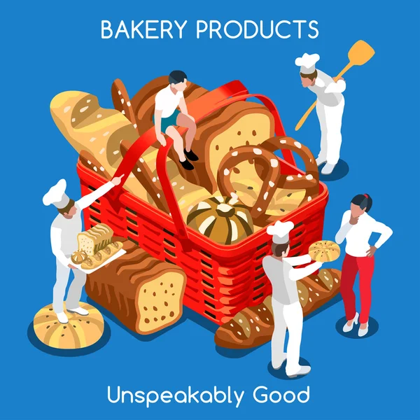 Bäckerei 01 Lebensmittel isometrisch — Stockvektor