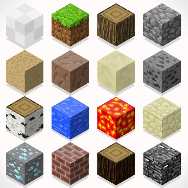 Mine Cubes 04 Elements Isometric — Stock Vector