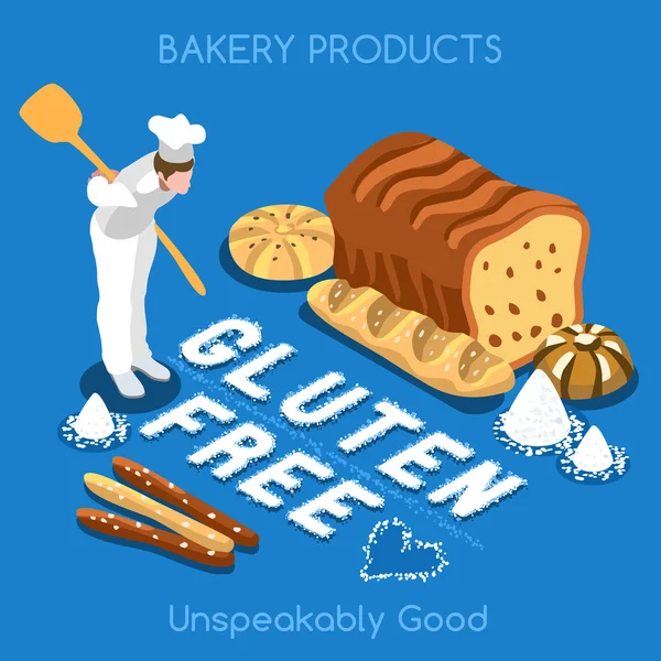 Bakery 02 Food Isometric — Stock Vector