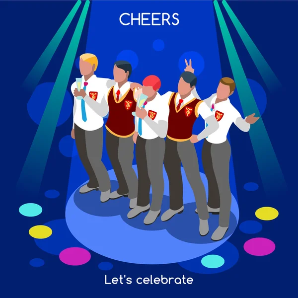 Team Party 04 People Isometric — Stock Vector