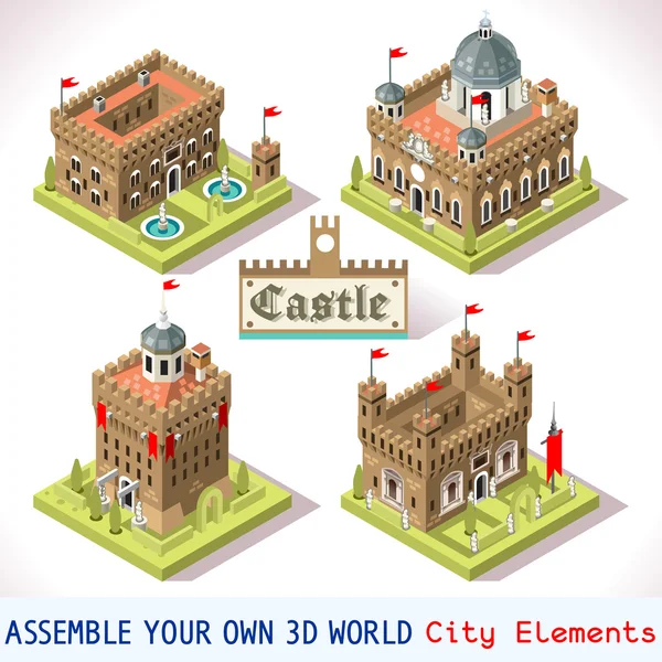 Castle 01 Tiles Isometric — Stock Vector