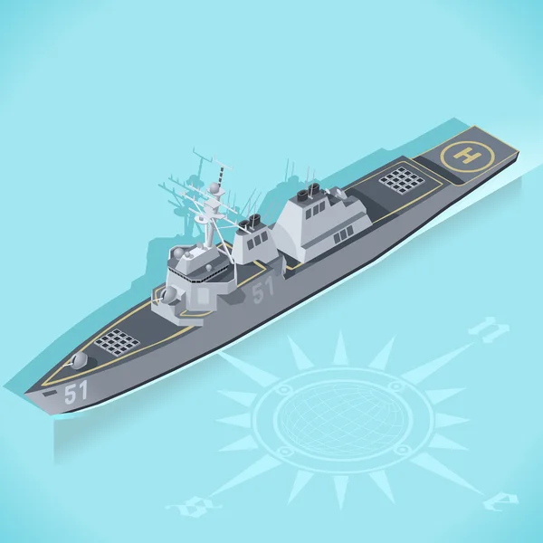 Destroyer 01 Vehicle Isometric — Stok Vektör