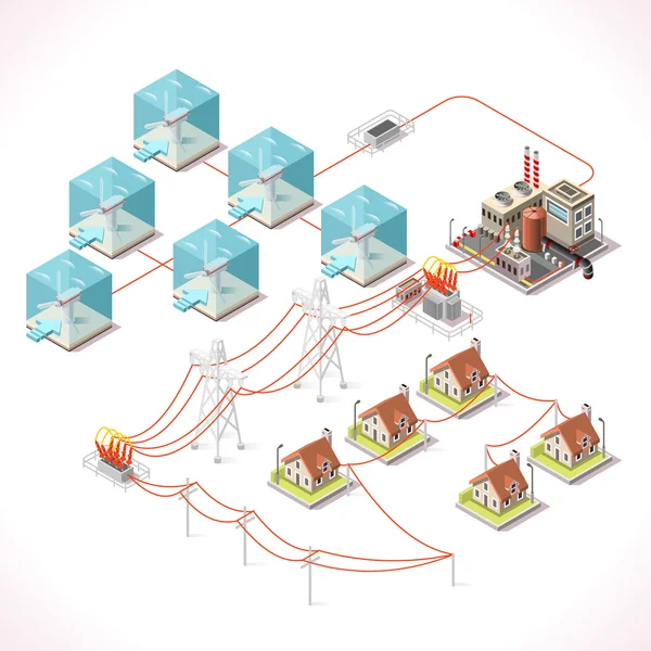 Energía 17 Infografía Isométrica — Vector de stock