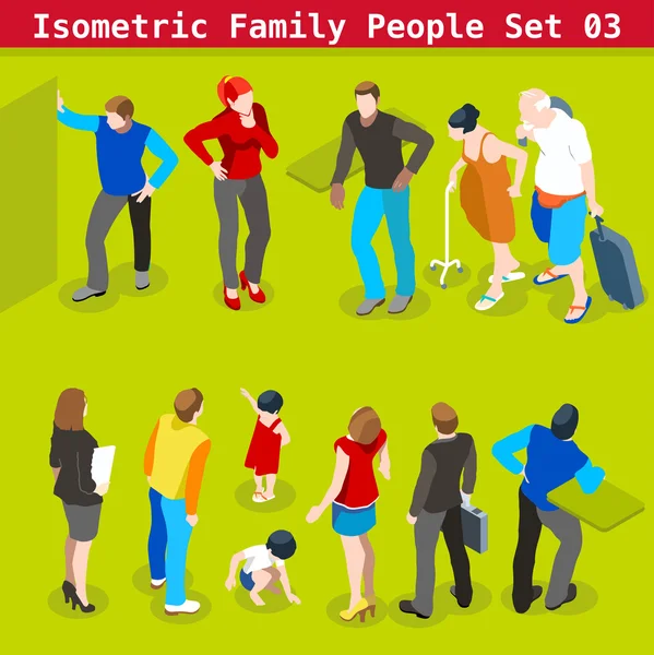 Familia 03 Personas Isométrico — Archivo Imágenes Vectoriales