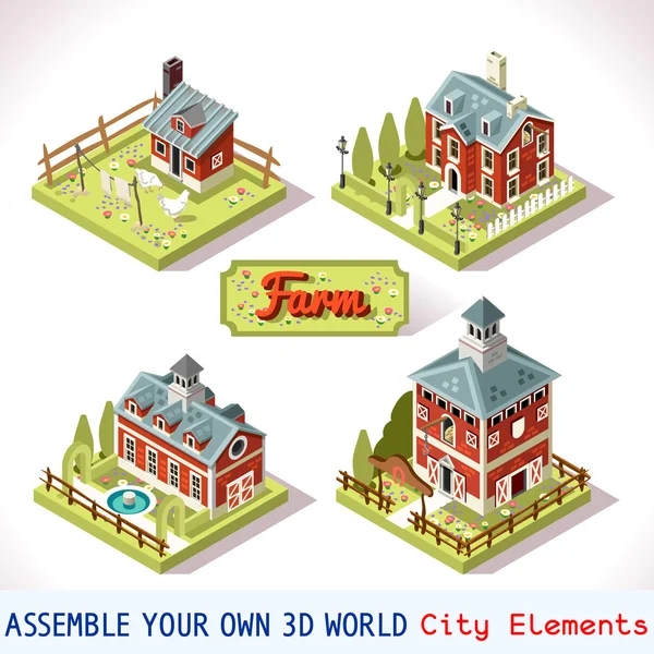 Farm Tiles 02 Set Isometric — 스톡 벡터