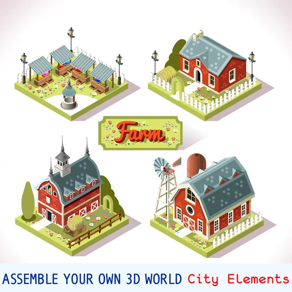 Farm Tiles 03 Set Isometric — Stock vektor