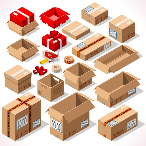Packaging 01 Objects Isometric — Διανυσματικό Αρχείο