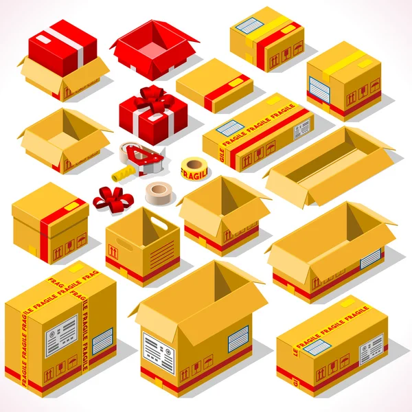 Packaging 02 Objects Isometric — 图库矢量图片