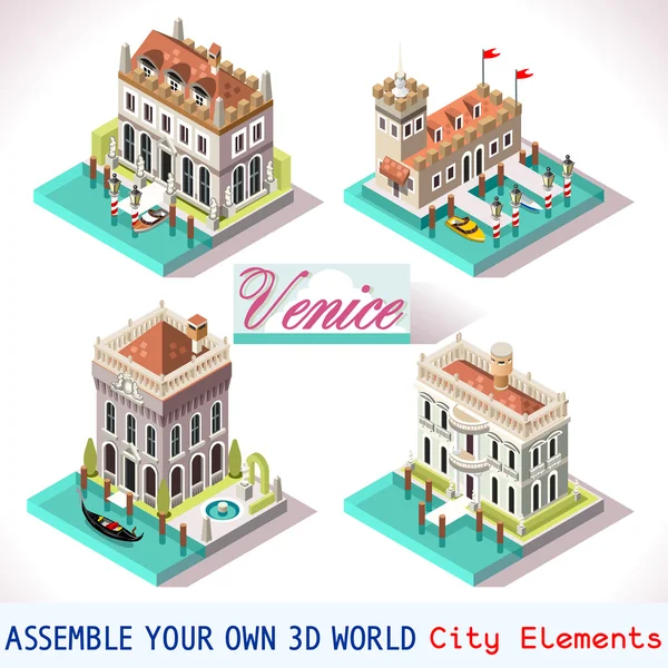 Venice 01 Tiles Isometric — Stock Vector