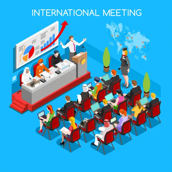 Business Meeting People Isometric — Stock Vector