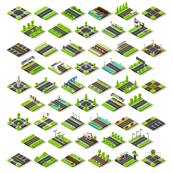 Stadtplan Set 02 Kacheln isometrisch — Stockvektor