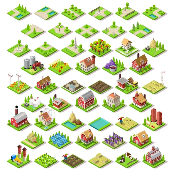 Set di mappe della città 03 Piastrelle isometriche — Vettoriale Stock