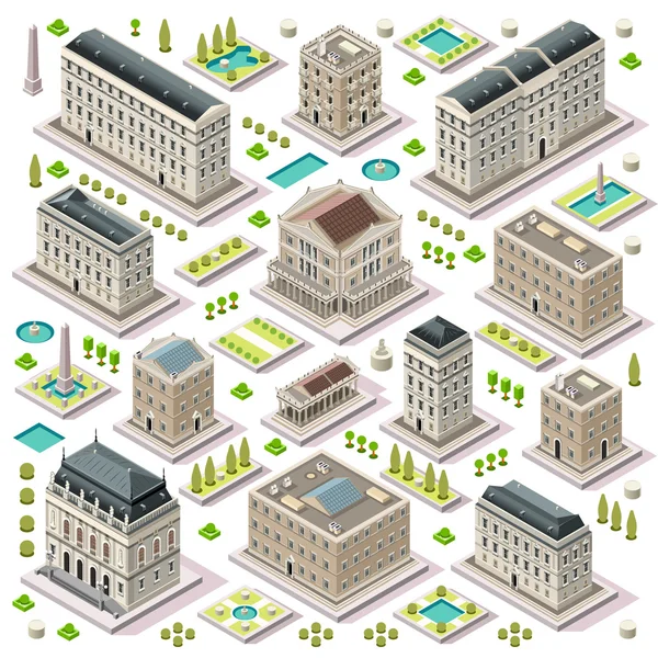 City Map Set 05 Tiles Isometric — Stock Vector