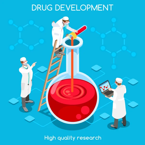 Développement de médicaments Personnes Isometric — Image vectorielle