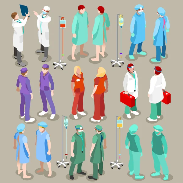 Hospital 21 People Isometric — ストックベクタ