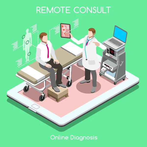 Remote Doctor 01 People Isometric — Stock vektor