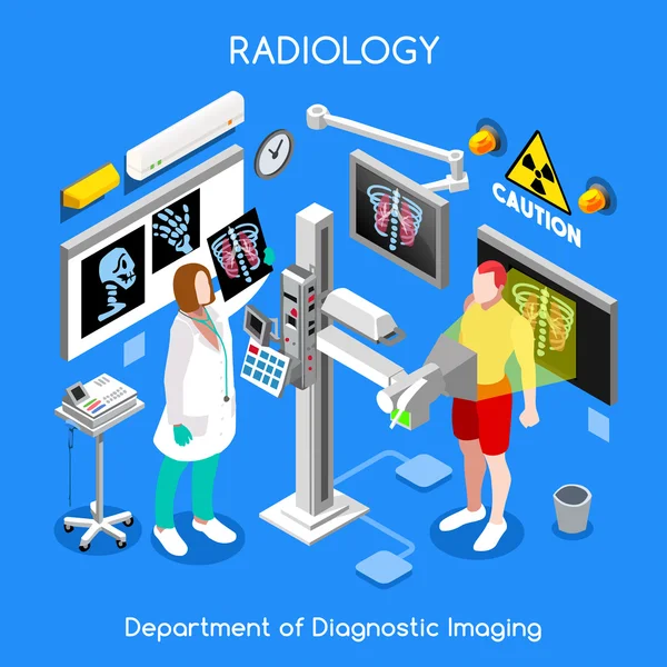 Xray krankenhaus 01 personen isometrische — Stockvektor