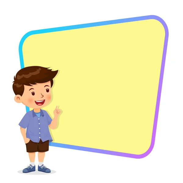 Boy Standing Present Space Your Text — Stock Vector