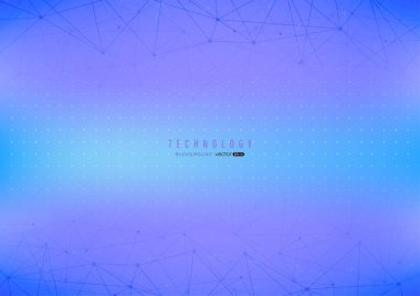 Mor ve mavi gradyan arkaplan çizimi üzerinde nokta desenli bağlı dijital teknoloji