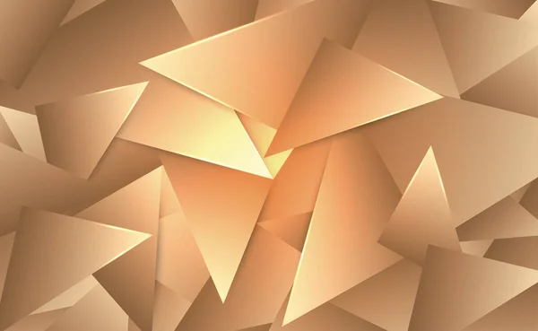 Fondo Abstracto Con Triángulos Dorados Ilustración Vectorial — Vector de stock
